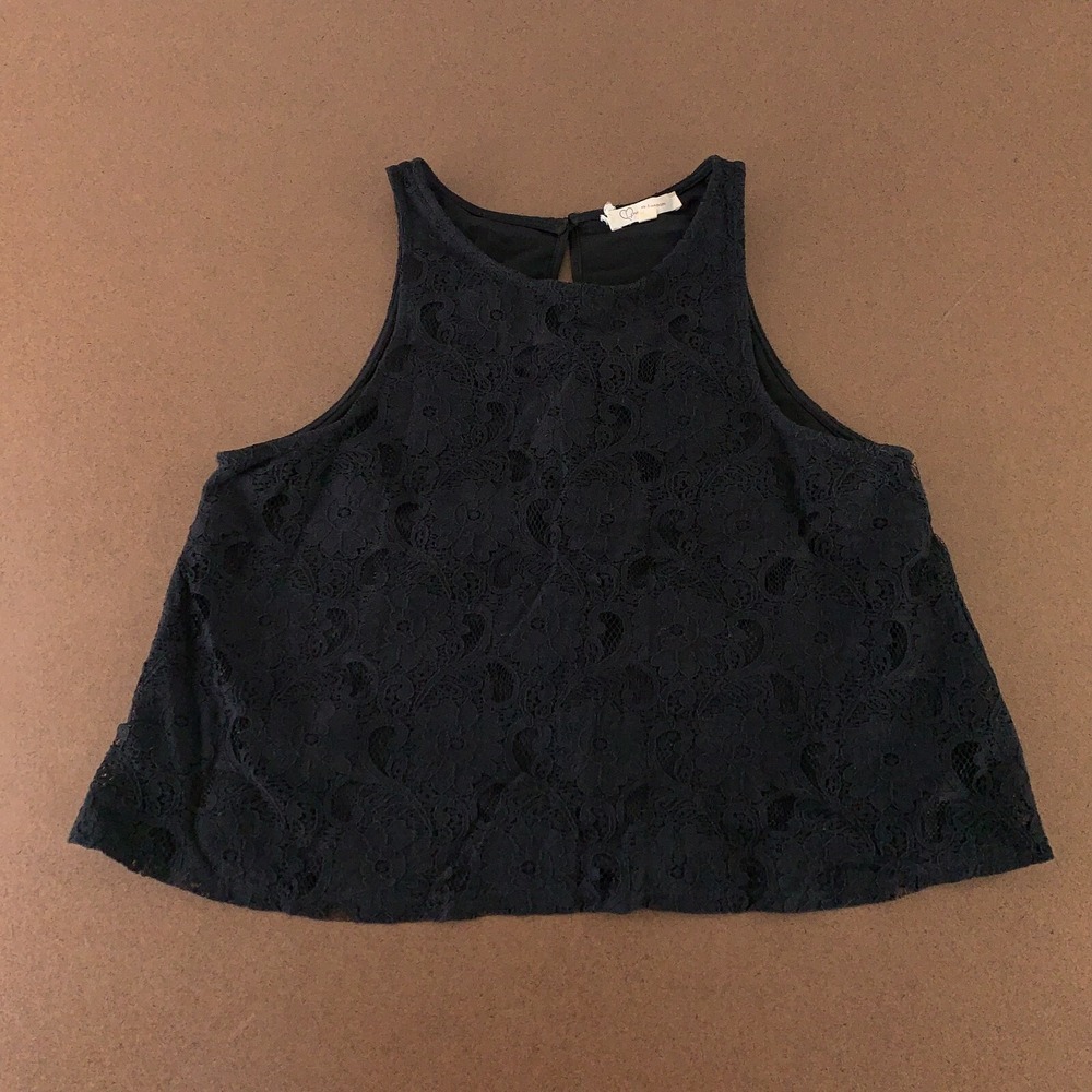 Love Blossom Women's SIze XL Black Floral Lace Pullover Tank Top